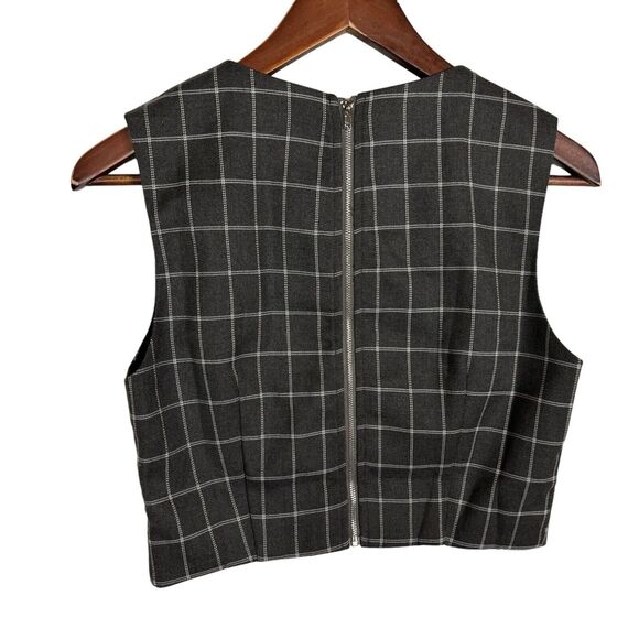 NWOT English Factory Gray Checkered Dream Sleeveless Crop Top Women's Size Small - Picture 5 of 10